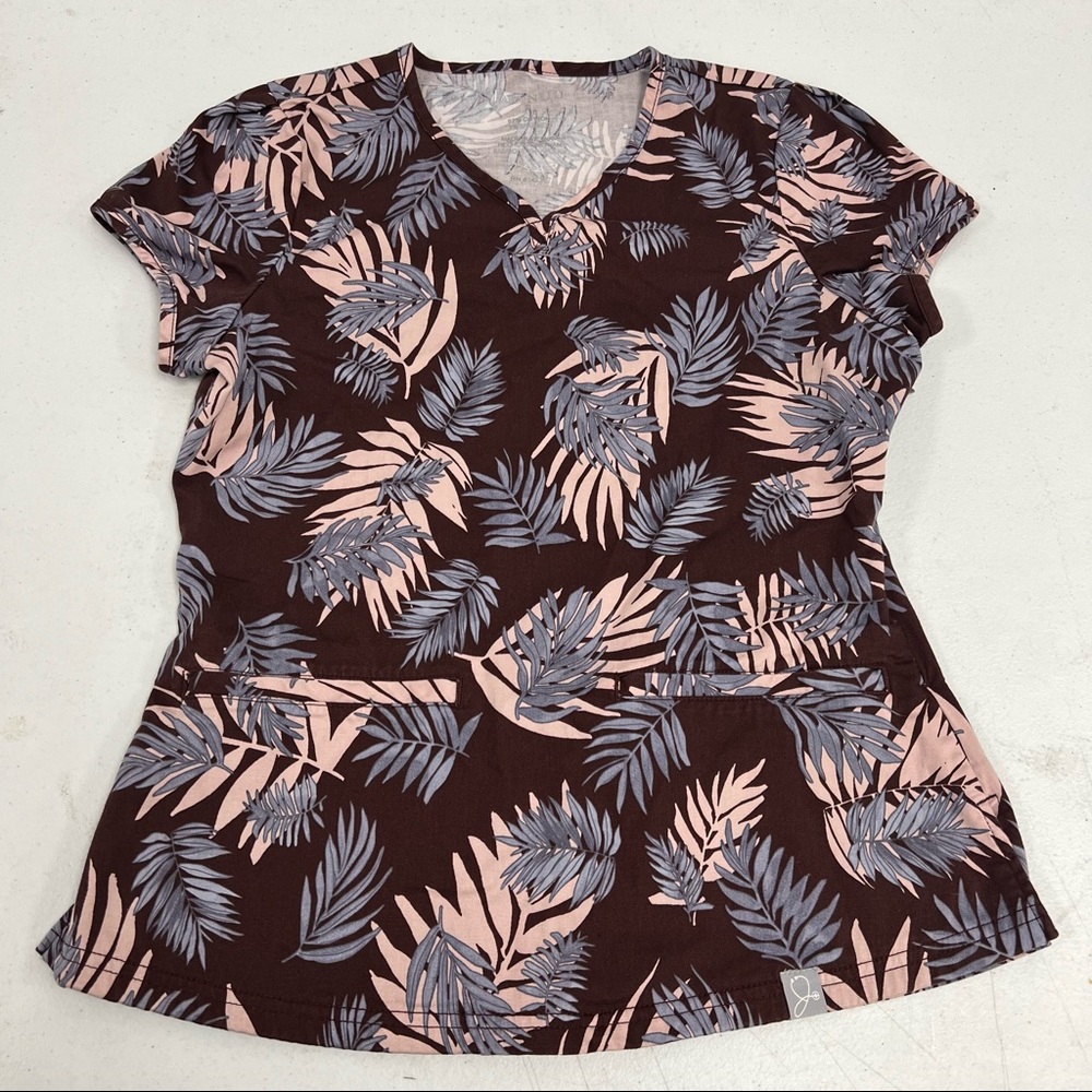 Jaanuu Burgundy Floral Scrub Top Size Small